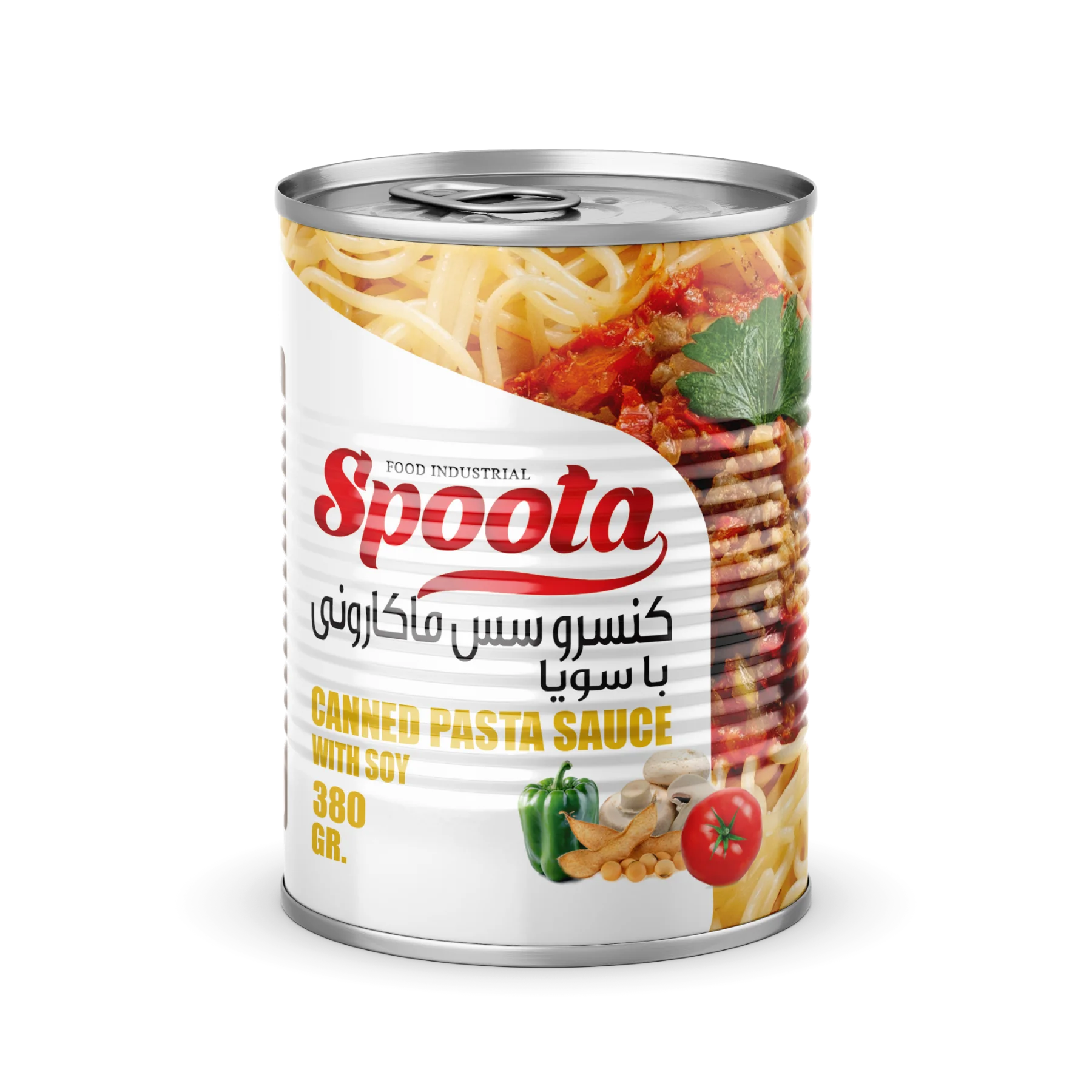 کنسرو سس ماکارونی با سویا اسپوتا - قوطی 380 گرمی